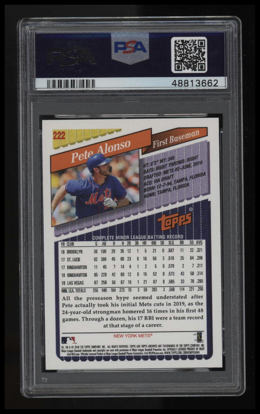 2019 Topps Archives Pete Alonso PSA 10