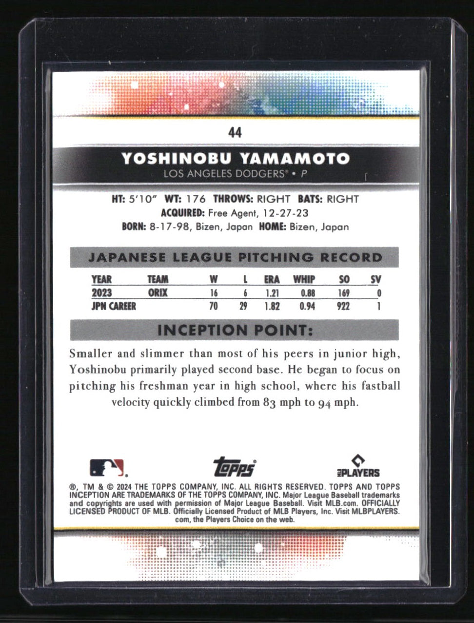 2024 Topps Inception Yoshinobu Yamamoto