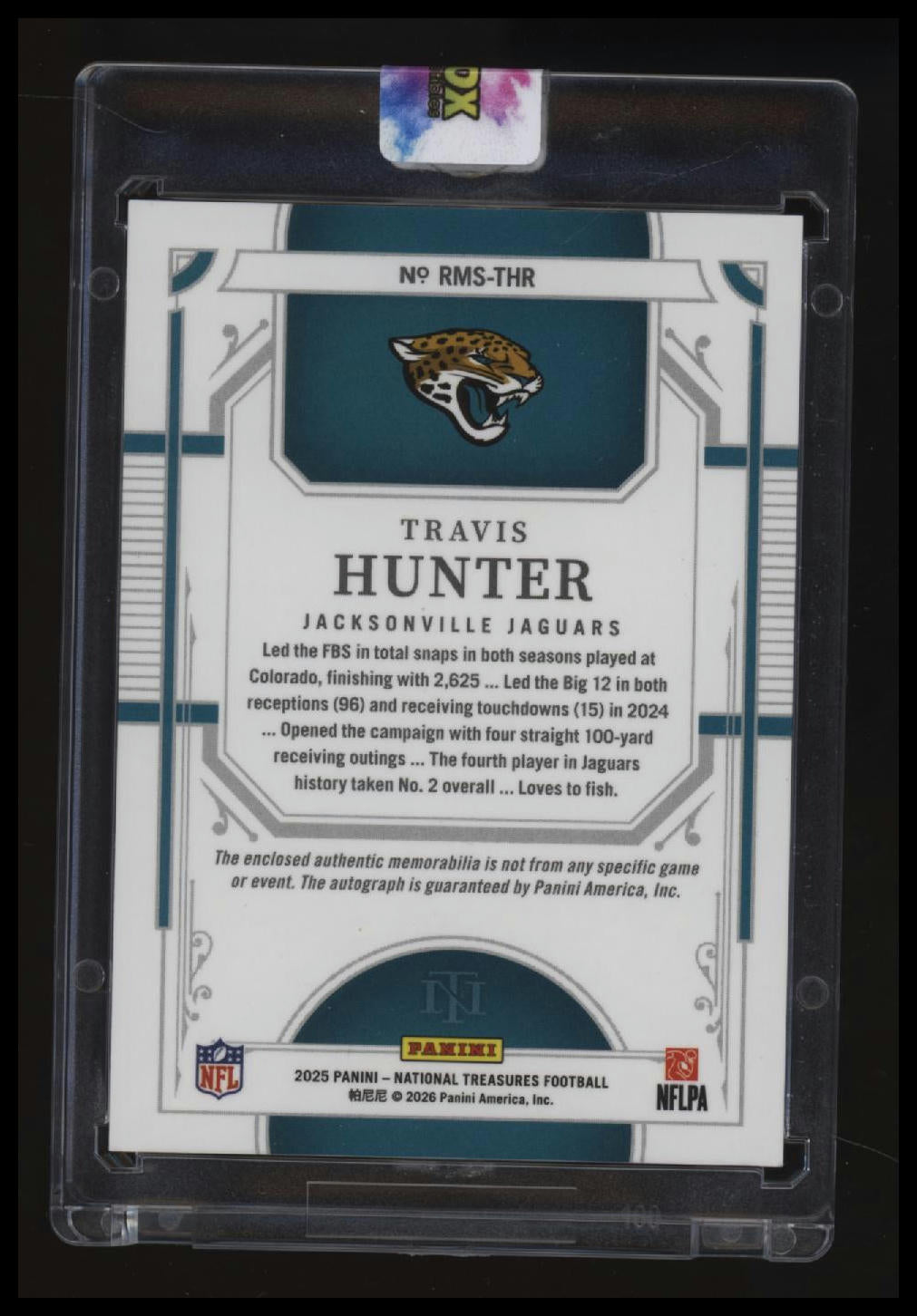 2025 National Treasures Travis Hunter Mat. Sig. RPS Triple Numbers Green #/12