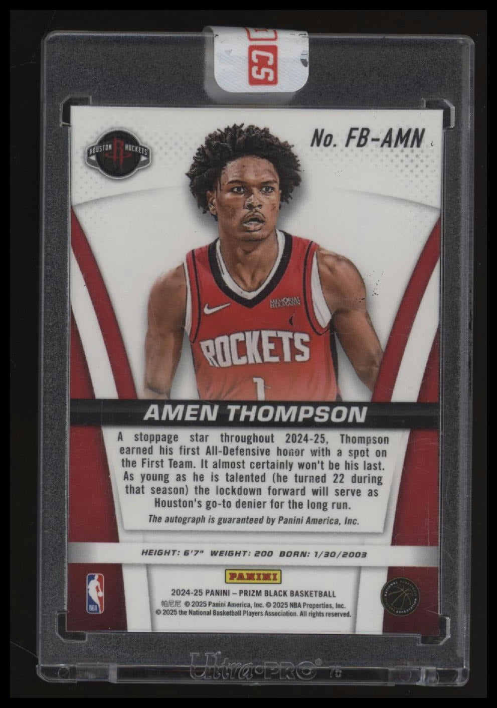 2024-25 Panini Prizm Black Amen Thompson Flashback Signatures