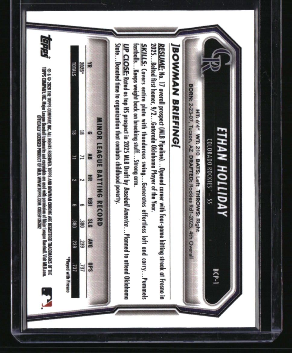 2026 Bowman Sapphire Edition Ethan Holliday