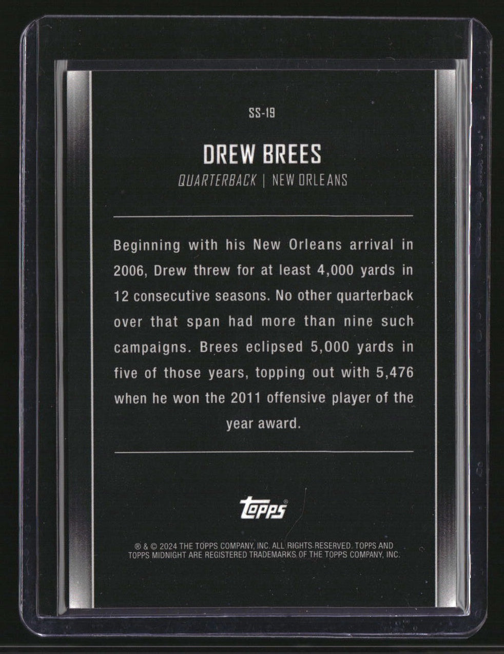 2024 Topps Midnight Drew Brees Star Studded Winter Solstice #/35