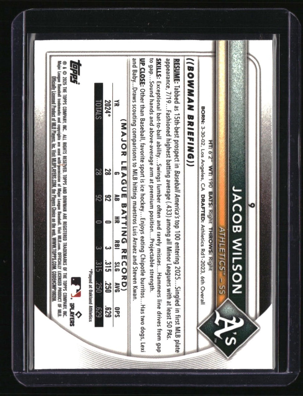 2025 Bowman Jacob Wilson Bowman Chrome Red Rookie Logo