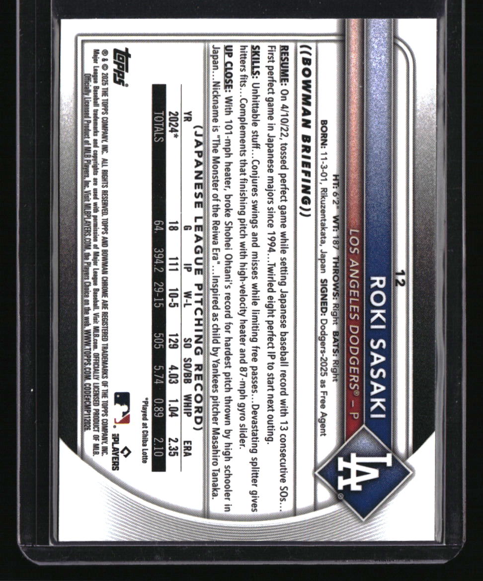2025 Bowman Chrome Sapphire Edition Roki Sasaki