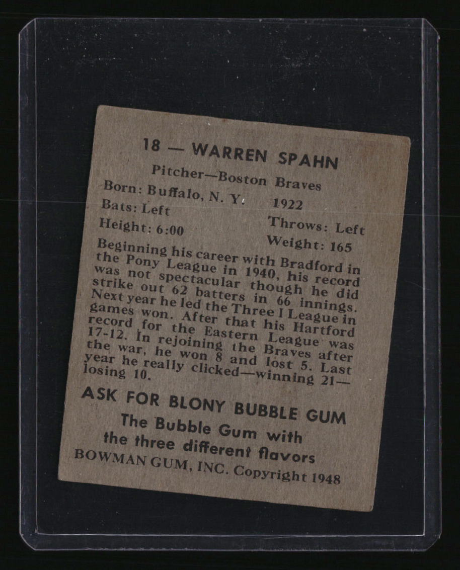 1948 Bowman Warren Spahn