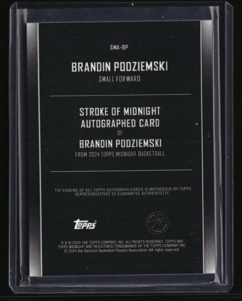 2023-24 Topps Midnight Brandin Podziemski Stroke of Midnight Autographs