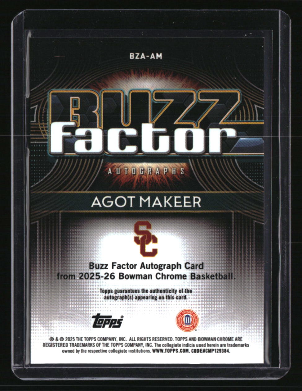 2025-26 Bowman Agot Makeer Buzz Factor Autographs Gold Refractor #/50