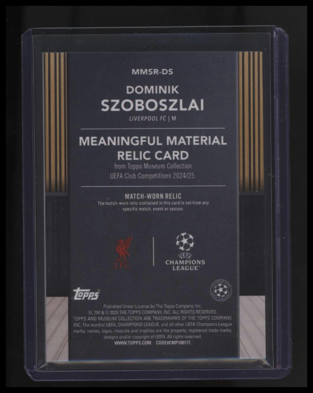 2024-25 Topps Museum Coll. UEFA CC Dominik Szoboszlai Meaningful Mem. Ruby #/25