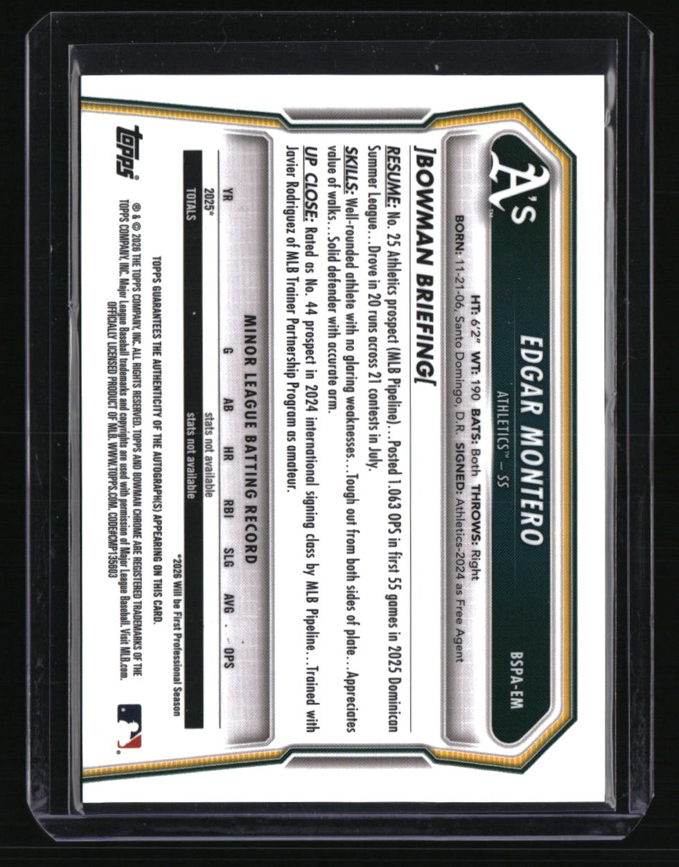 2026 Bowman Sapphire Edition Edgar Montero Prospect Auto #/199