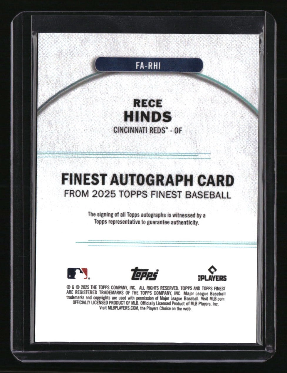 2025 Finest Rece Hinds Finest Autographs Blue #/99