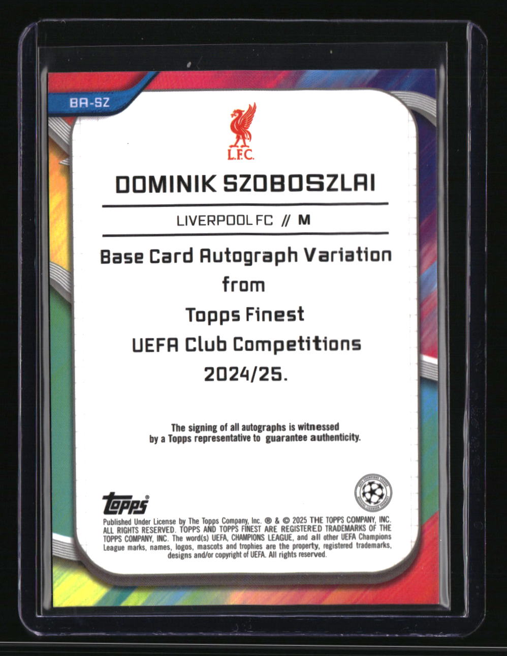 2024-25 Finest UEFA CC Dominik Szoboszlai Auto Neon Green Wave #/99