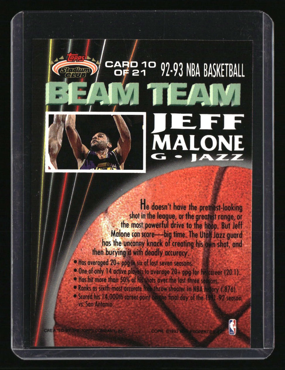 1992-93 Stadium Club Jeff Malone Beam Team