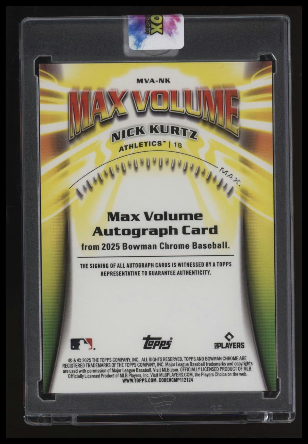 2025 Bowman Chrome Nick Kurtz Max Volume Autographs #/99