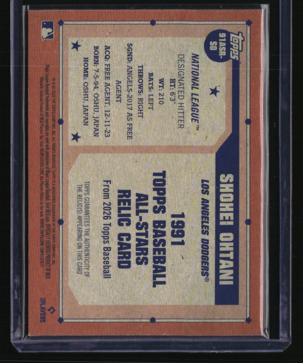 2026 Topps Shohei Ohtani 1991 Topps Baseball 35th Anniversary All-Stars Relics
