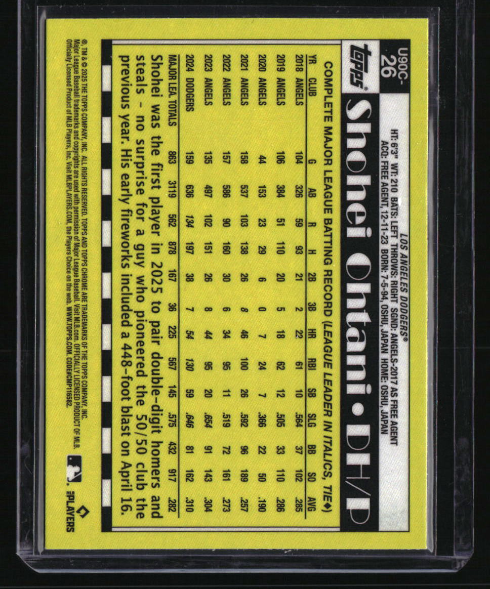 2025 Topps Update Shohei Ohtani 1990 Topps Baseball 35th Anniversary Chrome