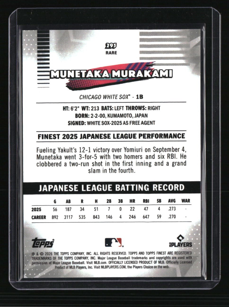 2026 Finest Munetaka Murakami Purple X-Fractors #/75