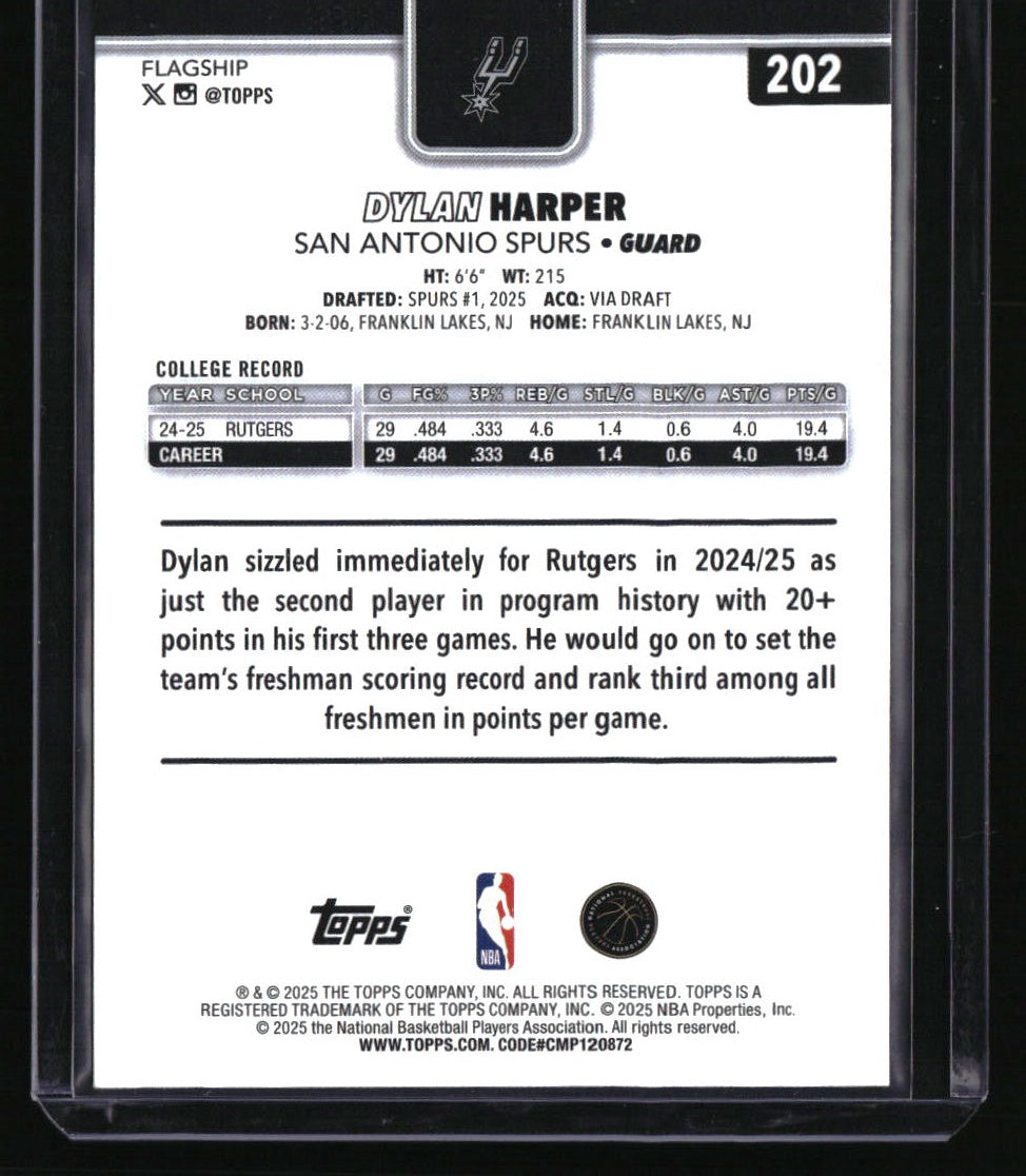 2025-26 Topps Dylan Harper Gold #/2025