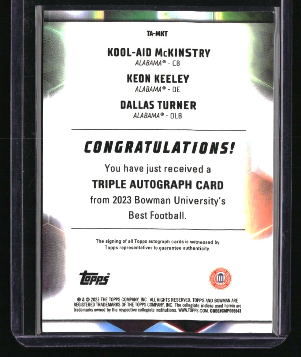 2023 Bowman University Best Keeley/Kool-Aid McKinstry/Turner Triple Auto #/10