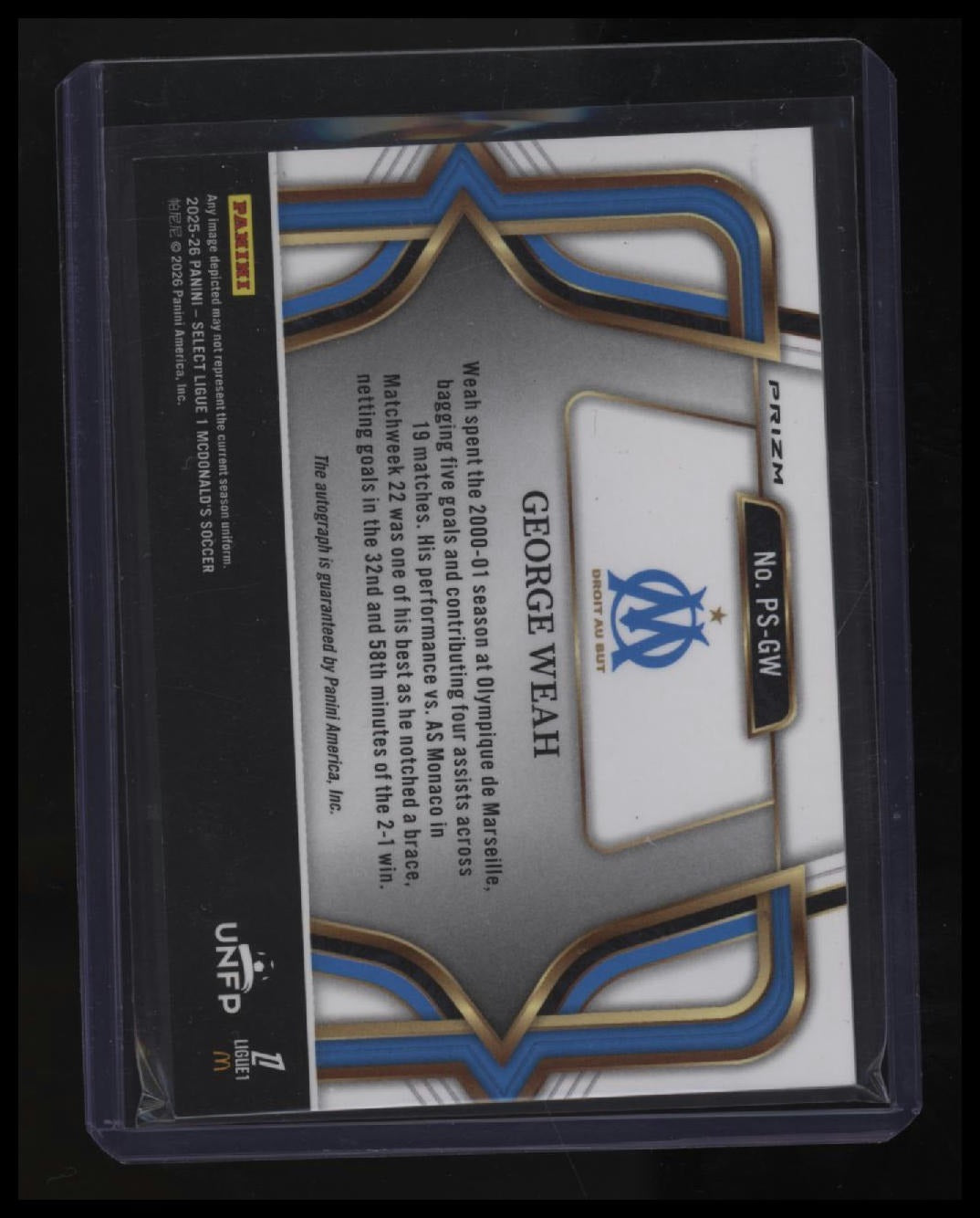 2025-26 Panini Select Ligue 1 George Weah Pitchside Signatures