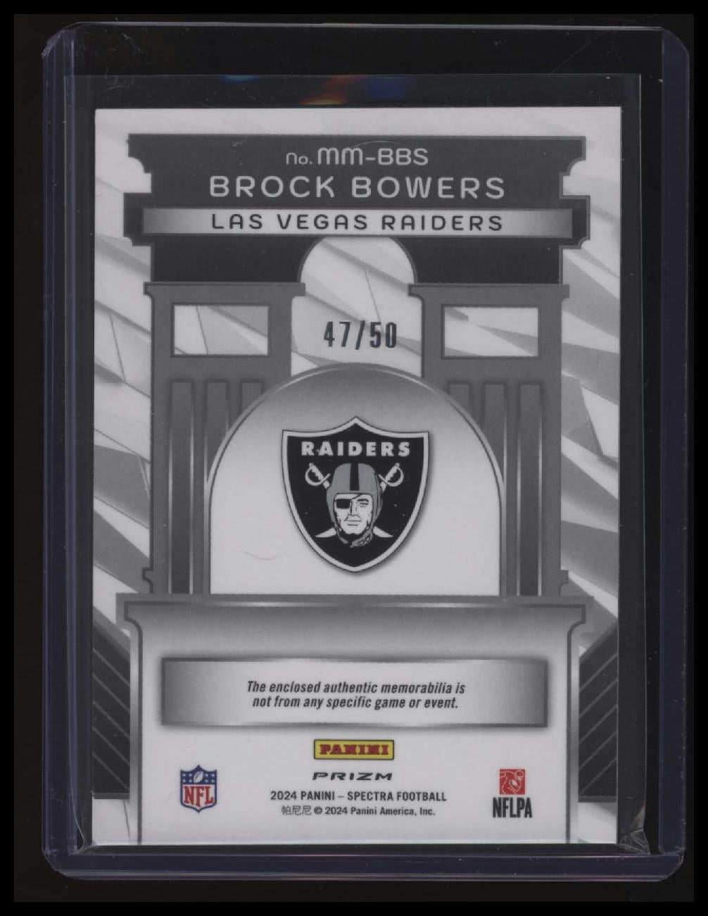 2024 Panini Spectra Brock Bowers Monumental Memorabilia Neon Blue #/50