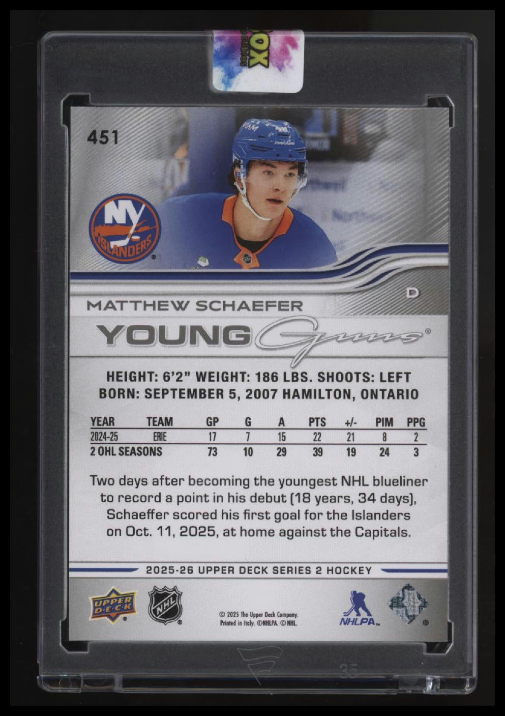 2025-26 Upper Deck Matthew Schaefer