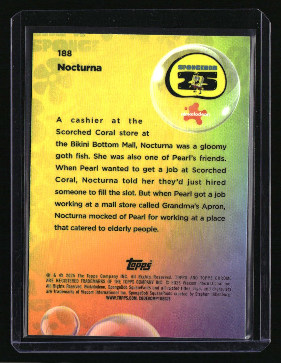 2025 Topps Chrome SpongeBob SquarePants 25th Anniversary Nocturna BubbleFractor