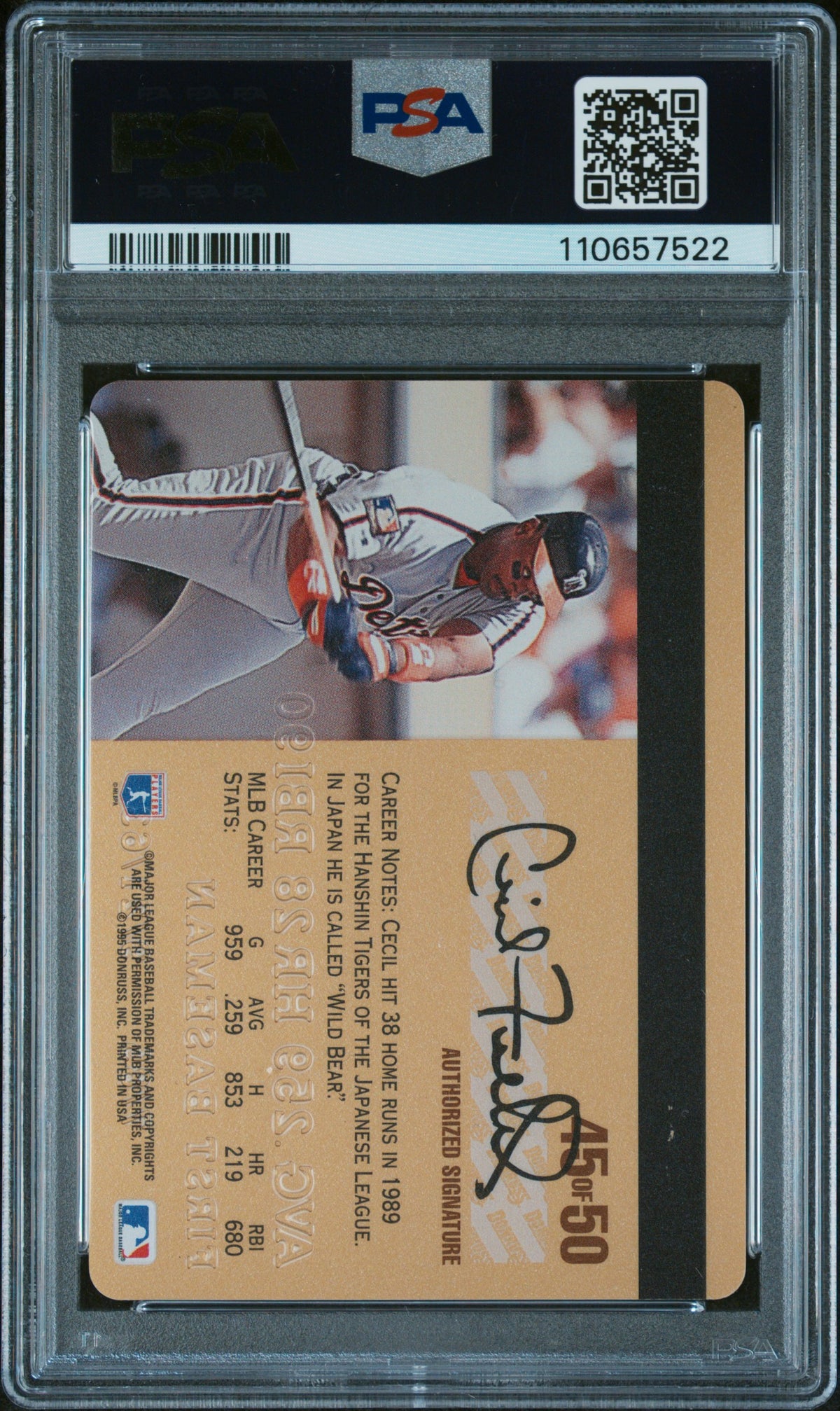 1995 Studio Cecil Fielder Gold PSA 9