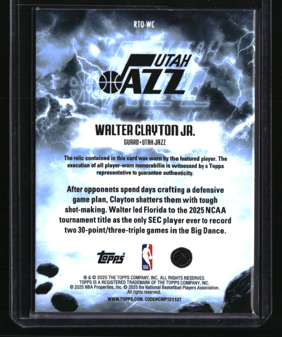 2025-26 Topps Walter Clayton Jr. Rise to the Occasion Relics Orange Rainbow #/25