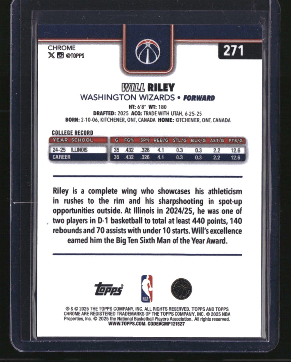 2025-26 Topps Chrome Will Riley Gold Geometric Refractor #/50