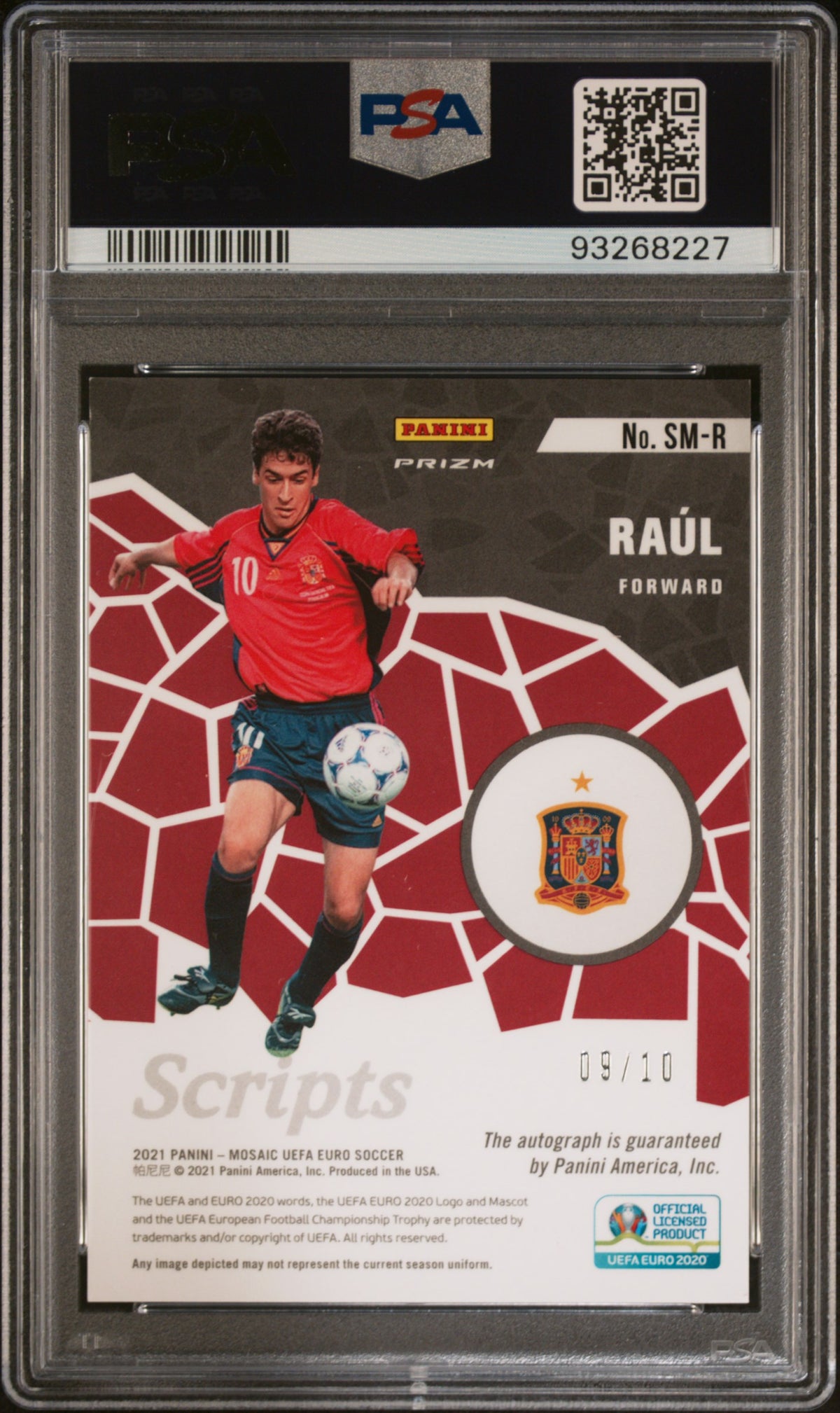 2020 Panini Mosaic Uefa Scripts Mosaic #SMR Raul Scrpt-Gold Circles PSA