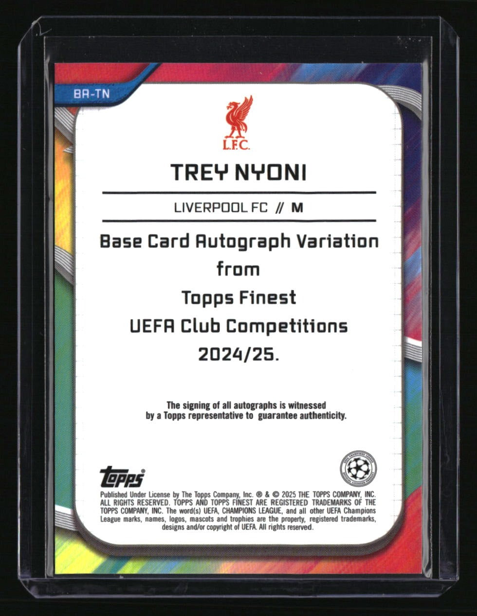 2024-25 Finest UEFA Club Competitions Trey Nyoni Base Auto Neon Green #/99