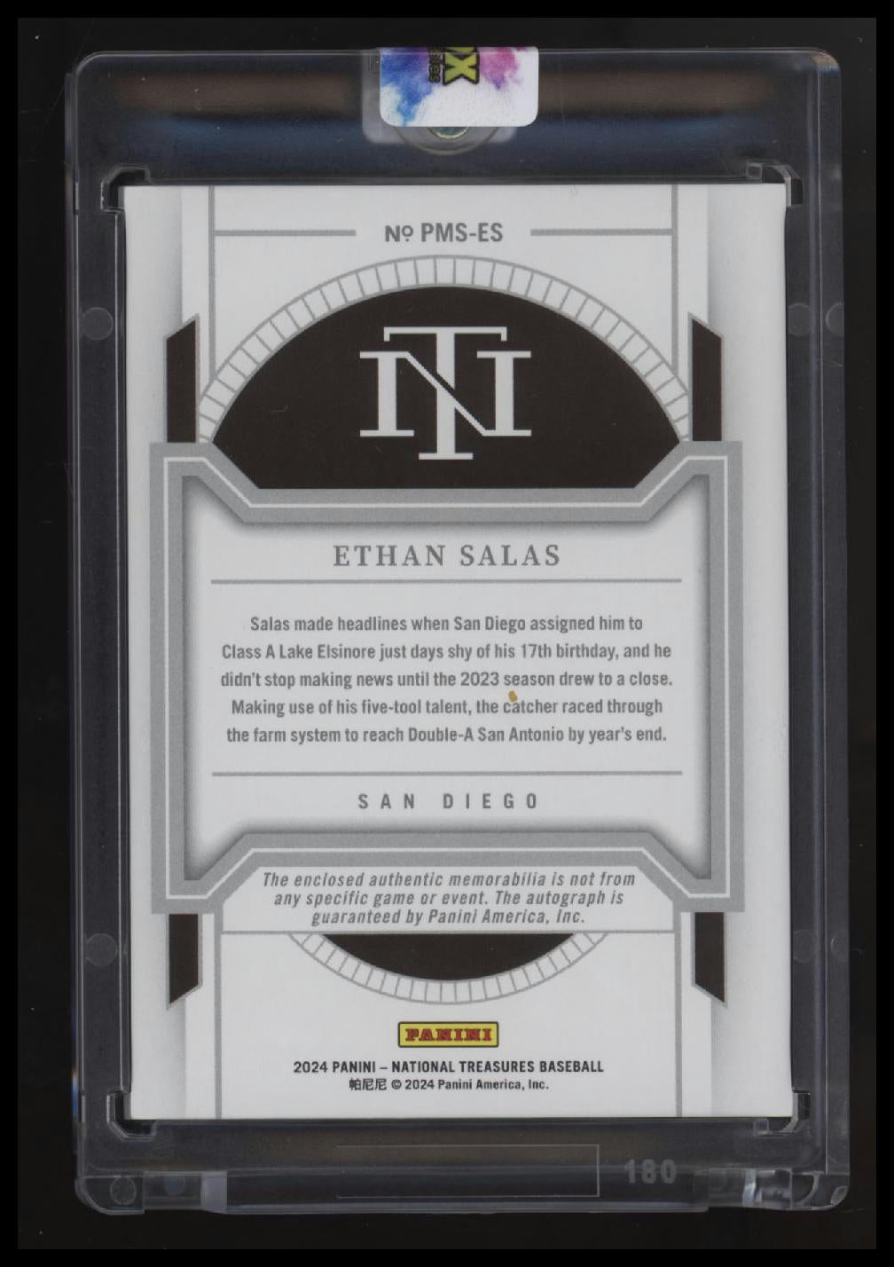 2024 Panini National Treasures Ethan Salas Prospect Material Signatures Tags #/5