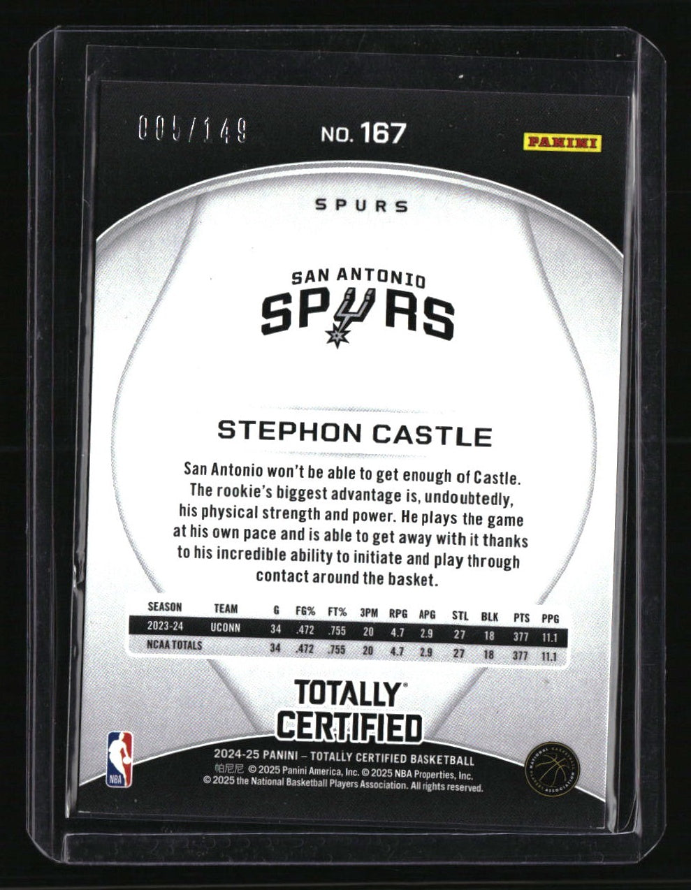 2024-25 Panini Totally Certified Stephon Castle Mirror Red #/149