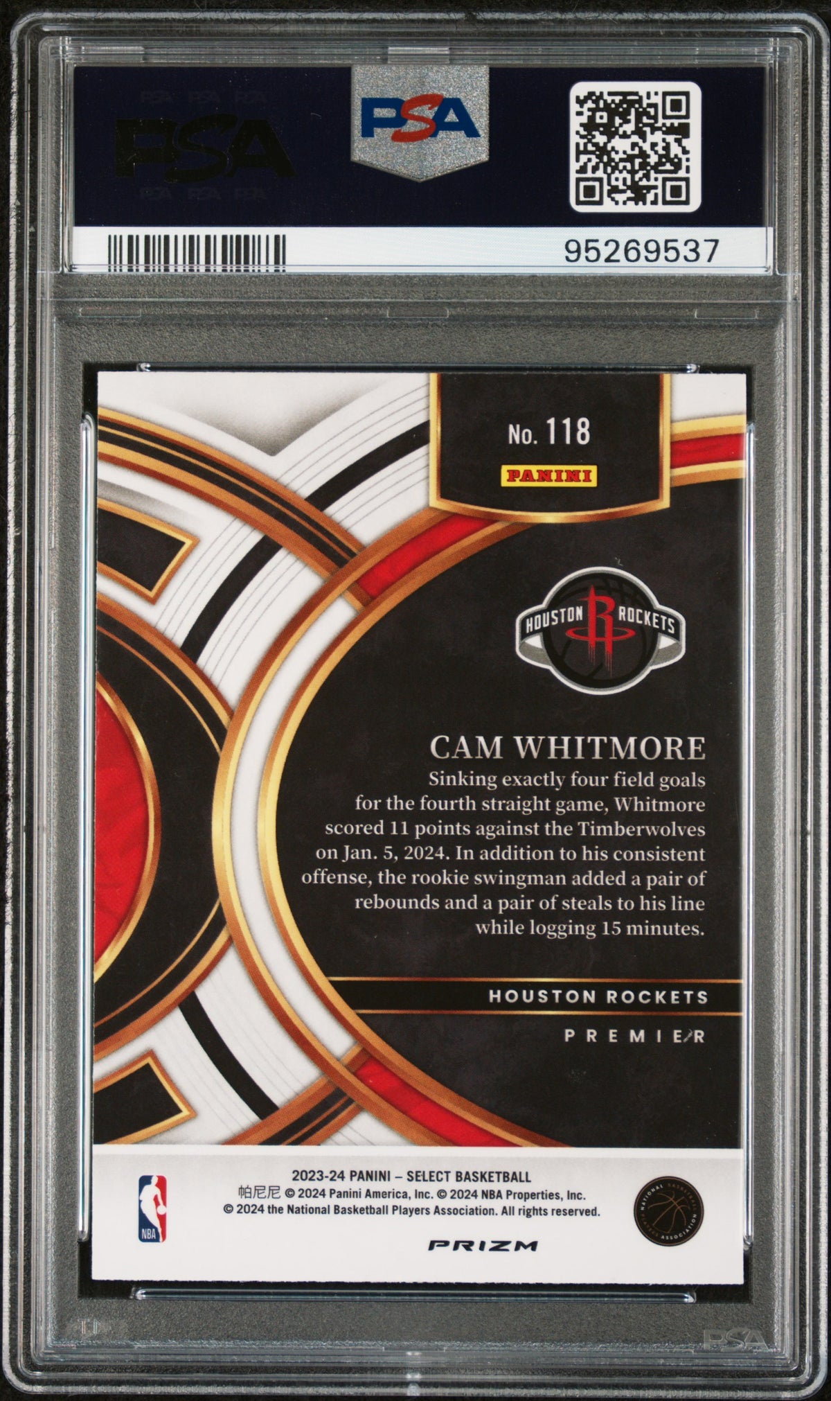 2023 Panini Select Cam Whitmore Tectonic PSA 10