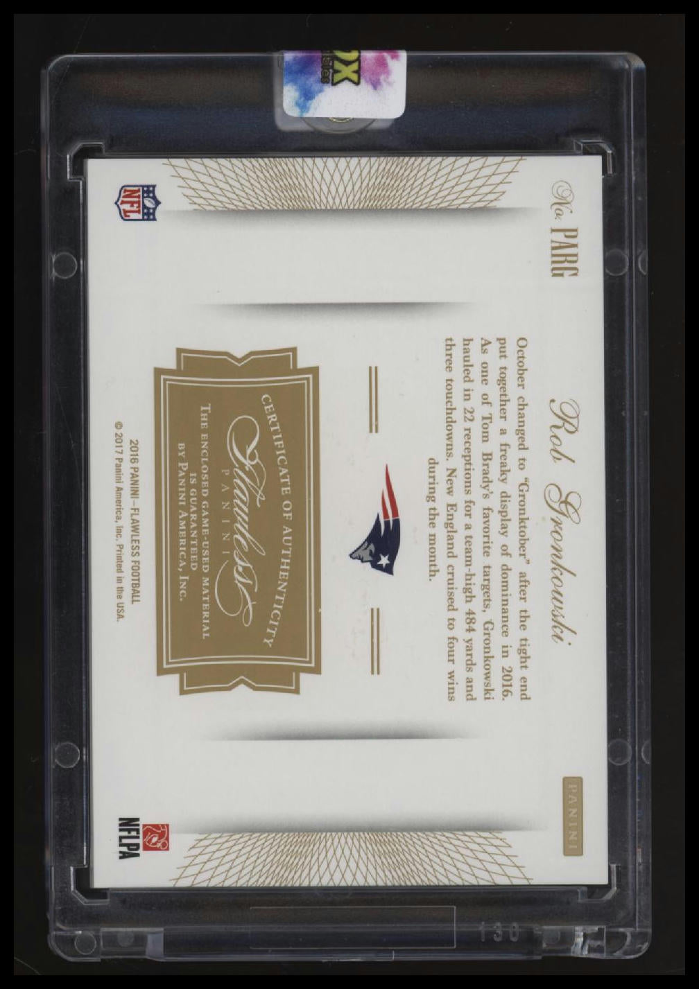 2016 Panini Flawless Rob Gronkowski Patches #/15