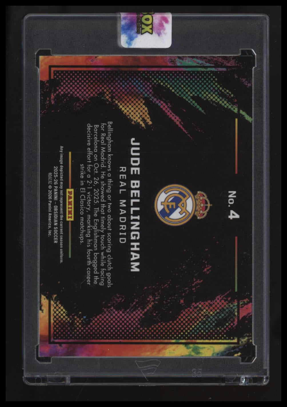 2025-26 Panini Obsidian Jude Bellingham Black Colorblast