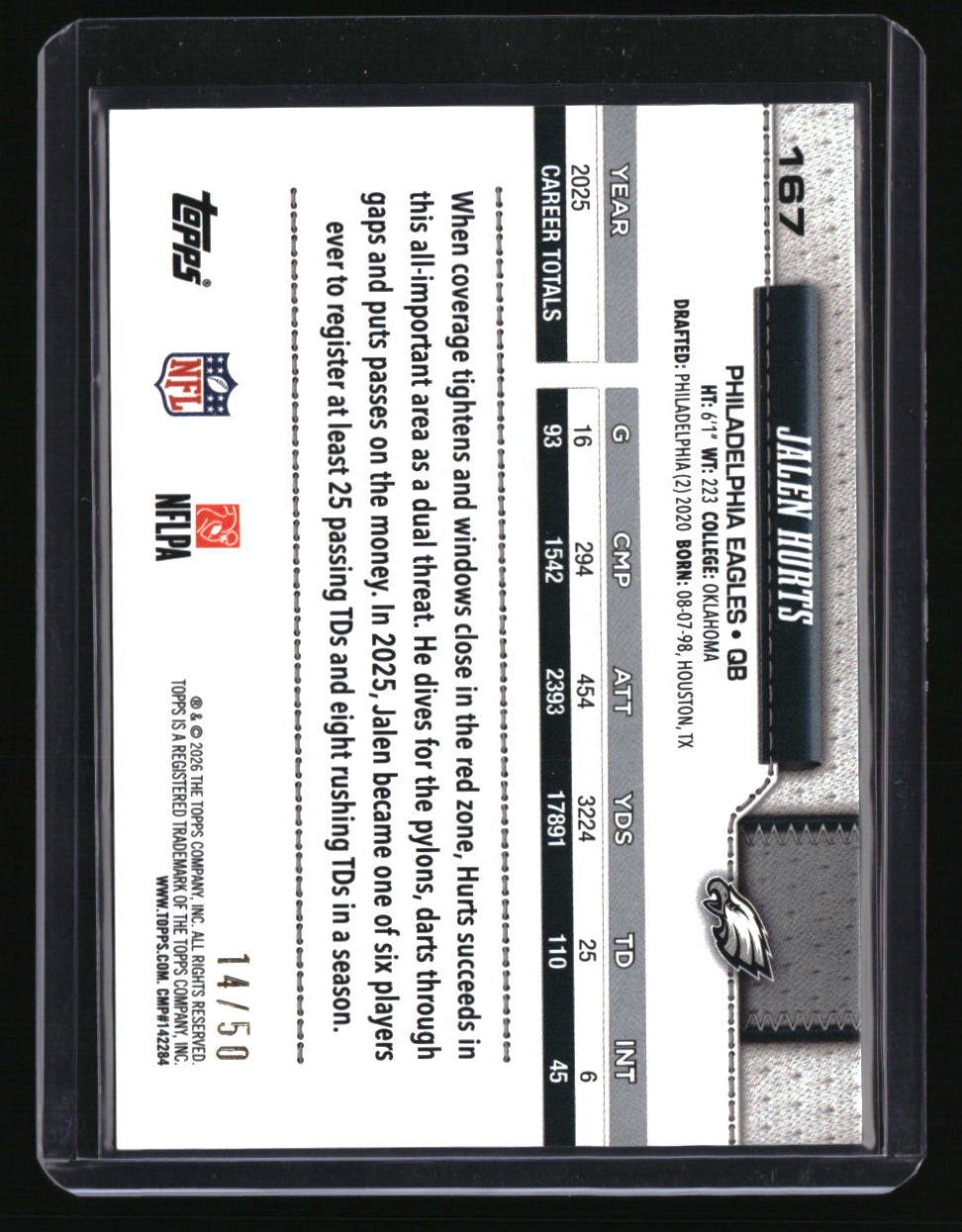 2026 Topps Flagship Jalen Hurts Gold Rainbow Foil #/50