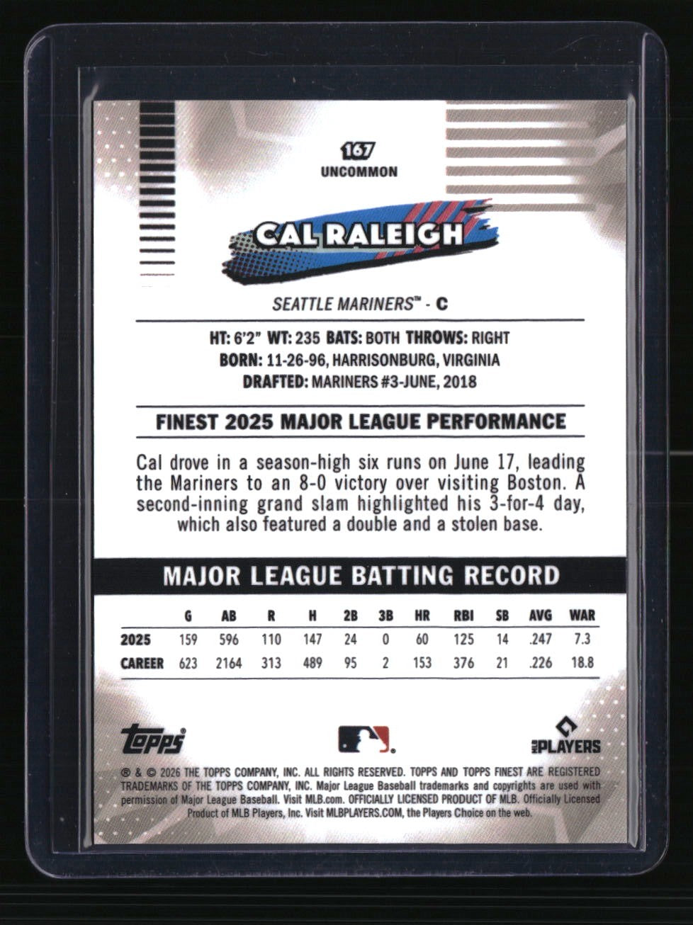 2026 Finest Cal Raleigh Black Geometric Refractors #/10
