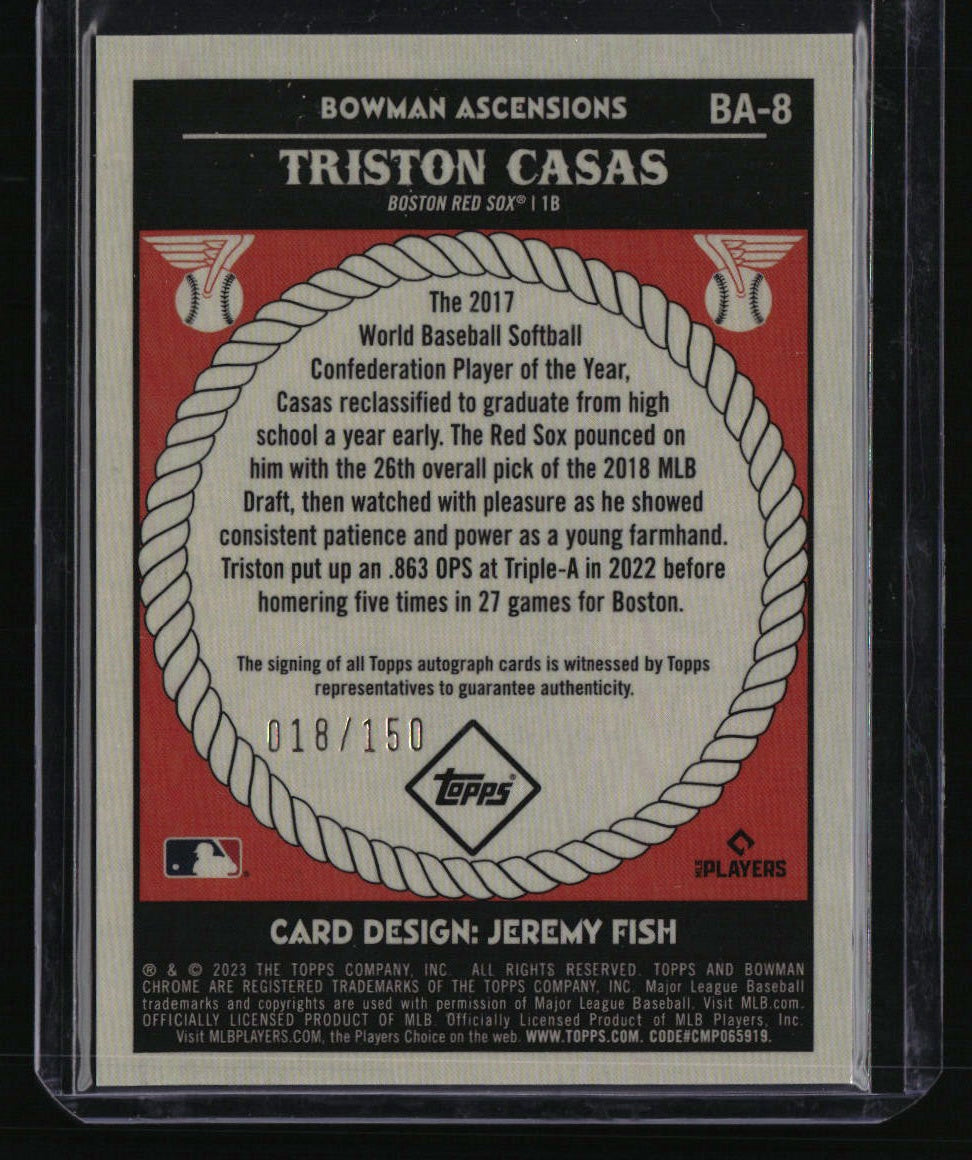 2023 Bowman Chrome Triston Casas Bowman Ascensions Autographs #/150