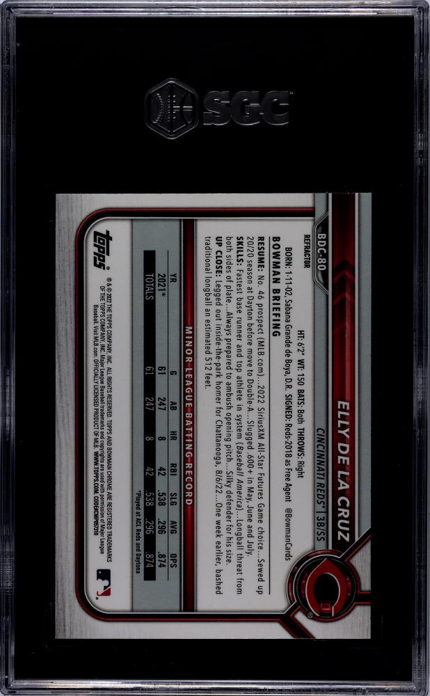 2022 Bowman Draft Elly De La Cruz Chr. Refractor SGC 9.5