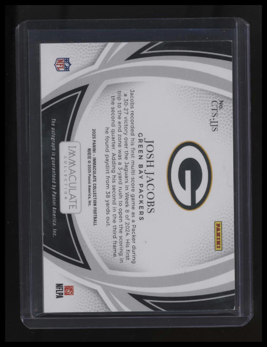 2025 Panini National Treasures Josh Jacobs Clutch Time Signatures #/99