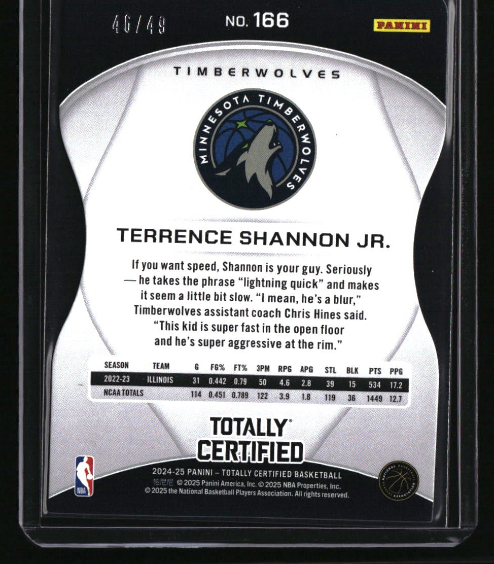 2024-25 Totally Certified Terrence Shannon Jr. Purple Platinum Die Cut #/49