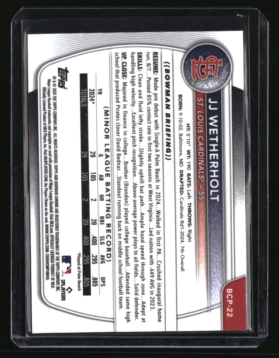2025 Bowman Sapphire Edition JJ Wetherholt