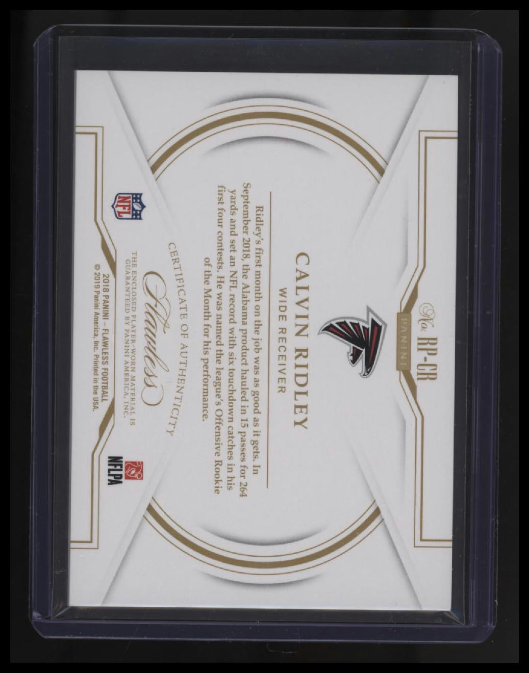2018 Panini Flawless Calvin Ridley Rookie Patches Sapphire #/10