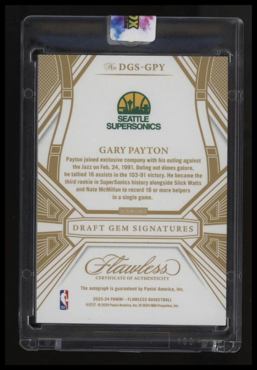 2023-24 Panini Flawless Gary Payton Draft Gems Signatures Ruby #/15
