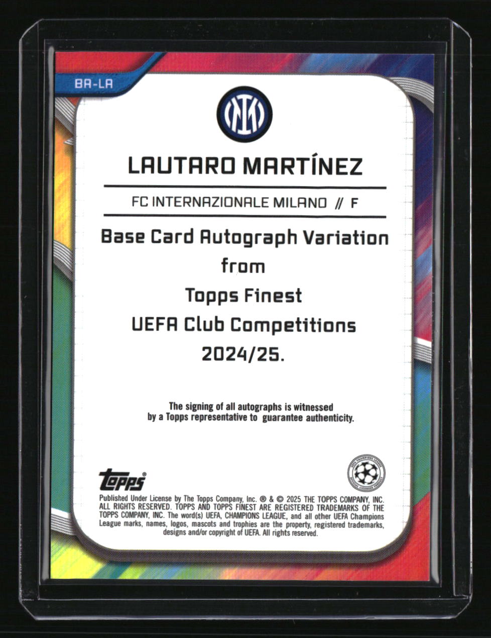2024-25 Finest UEFA Club Competitions Lautaro Martínez Autographs Orange #/25