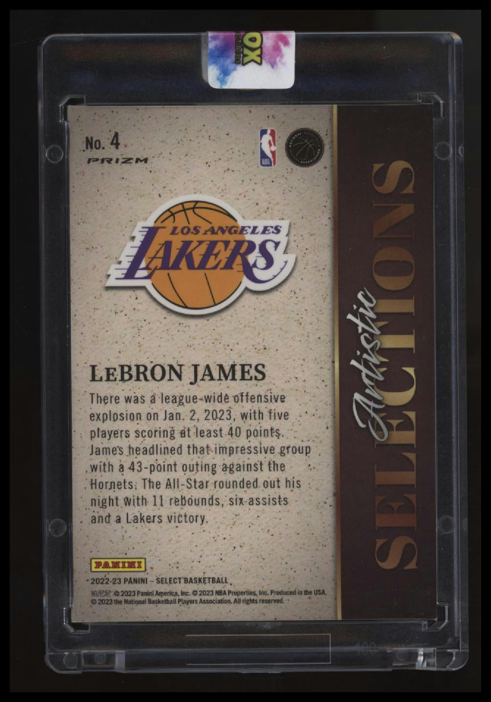 2022-23 Panini Select LeBron James Artistic Selections