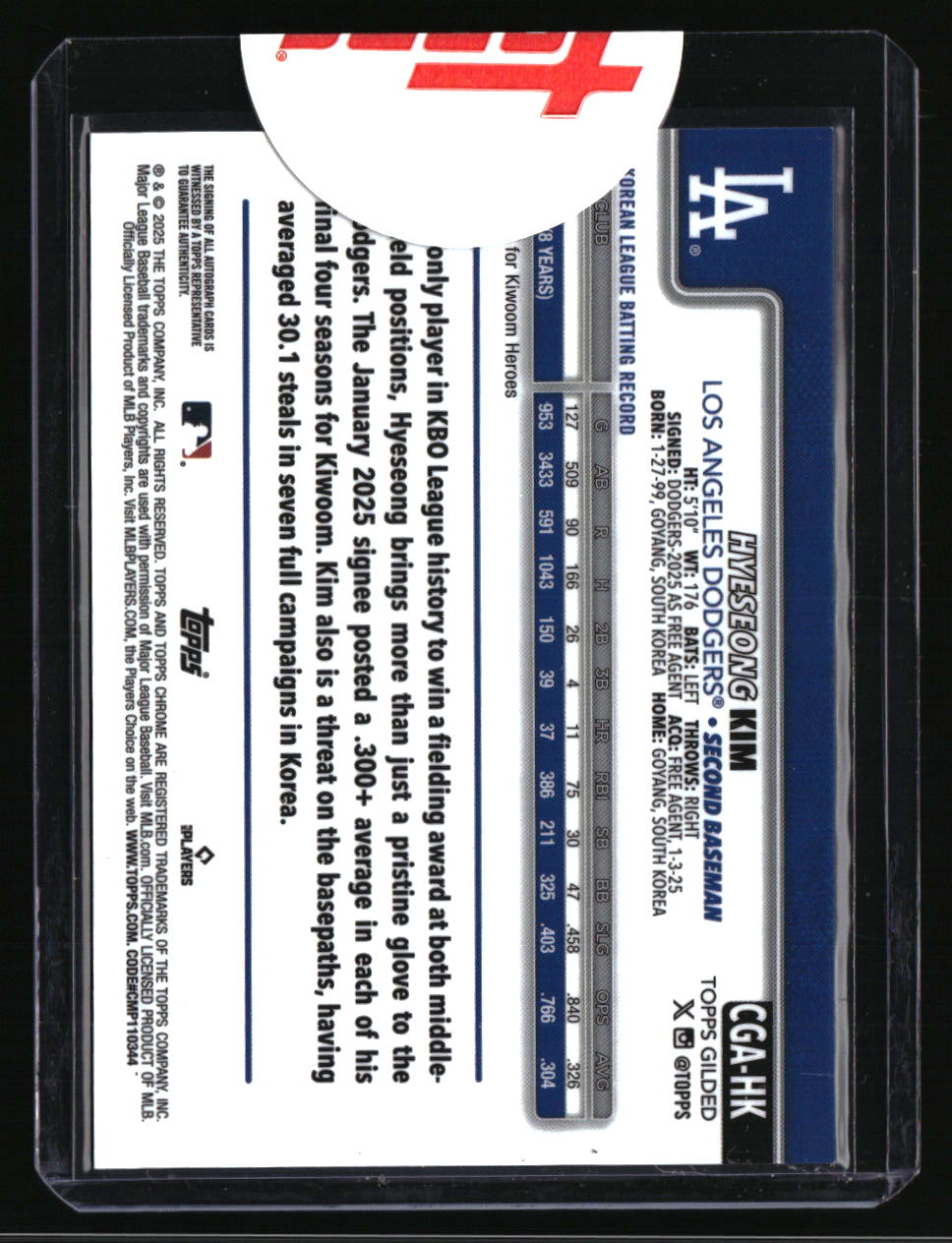 2025 Topps Gilded Collection Hyeseong Kim Autographs #/99
