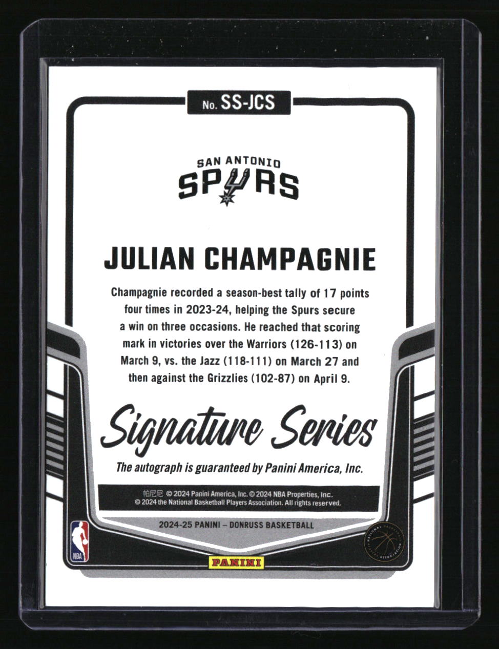 2024-25 Donruss Julian Champagnie Signature Series