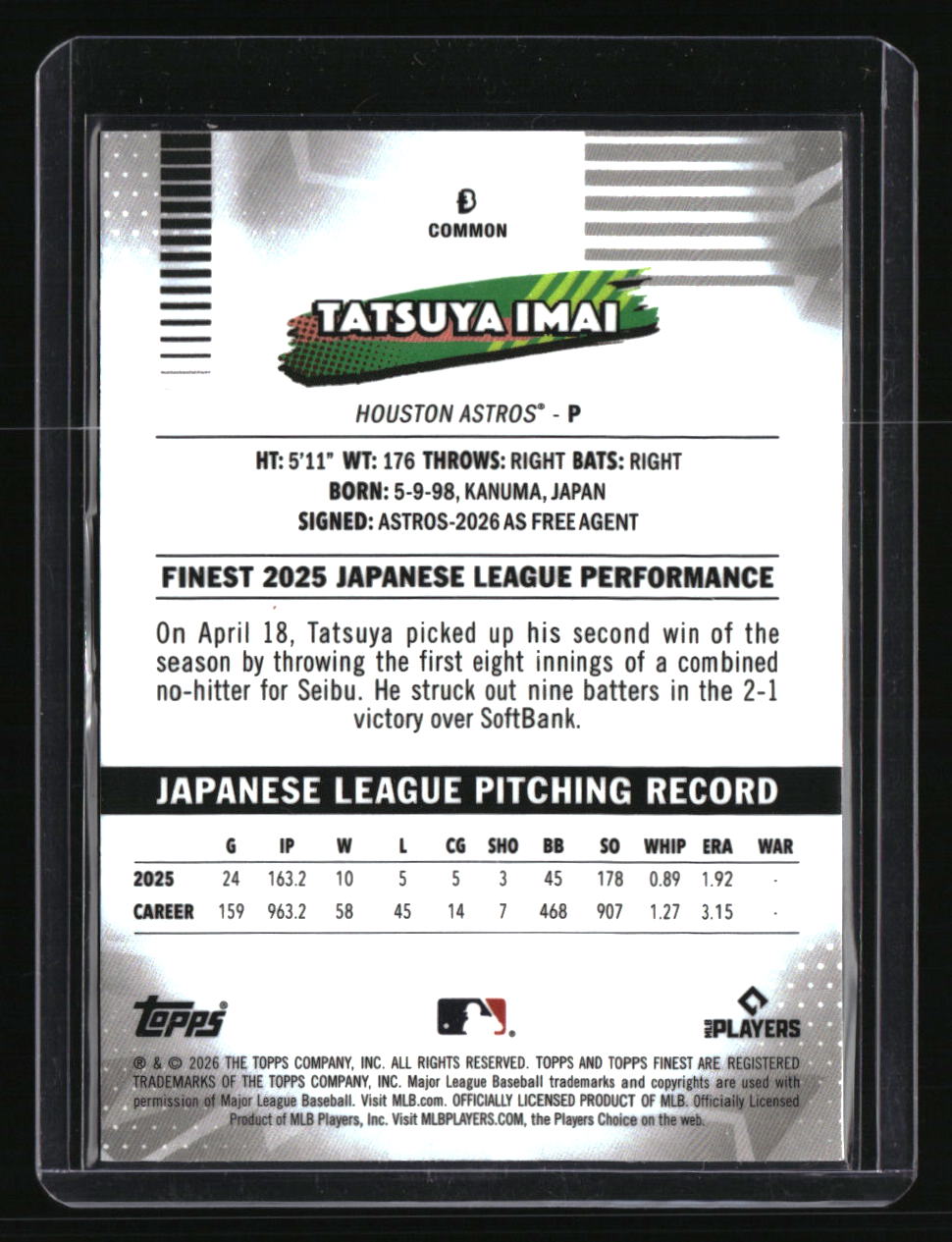 2026 Finest Tatsuya Imai Green Refractors #/99